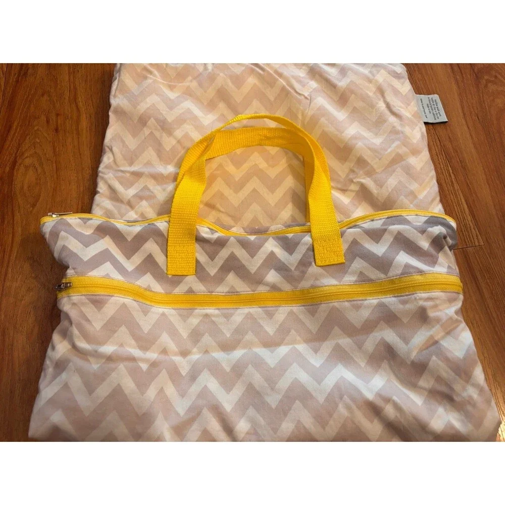 GUC Planet Wise Chevron Diaper Swim Wet Bag Gray White Yellow Zip Carry Handles